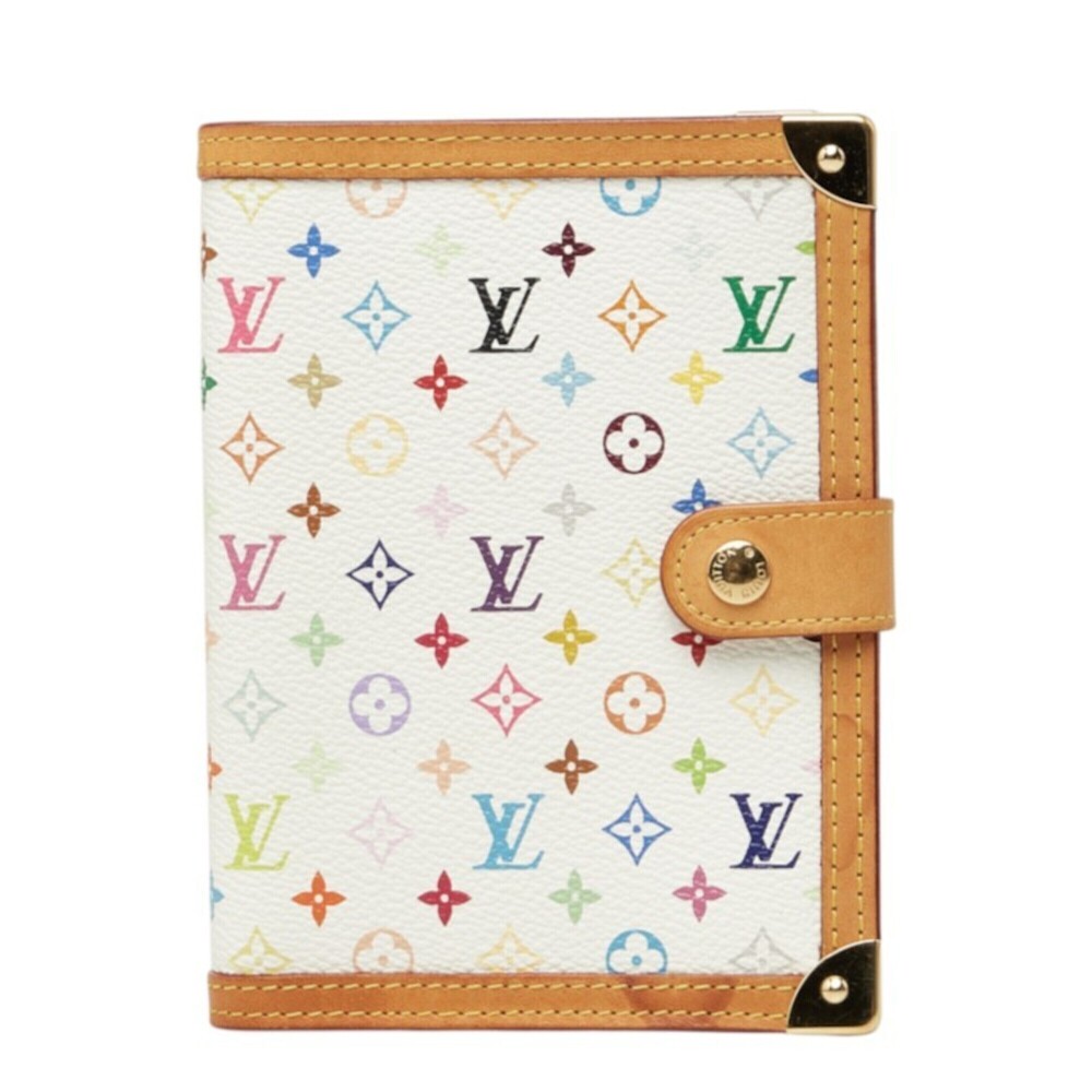 Louis Vuitton Monogram Multicolor Agenda PM System Planner R20896 White Brown...